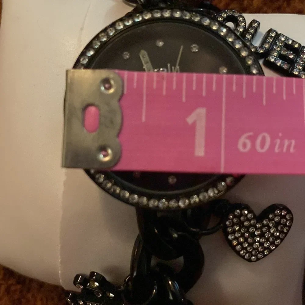 Black Rhinestone Watch with charms‎